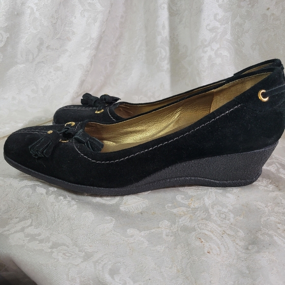 Talbot's Ladies Black Suede Leather Slip-on Wedged Heels - size 7M - EUC - Picture 5 of 9